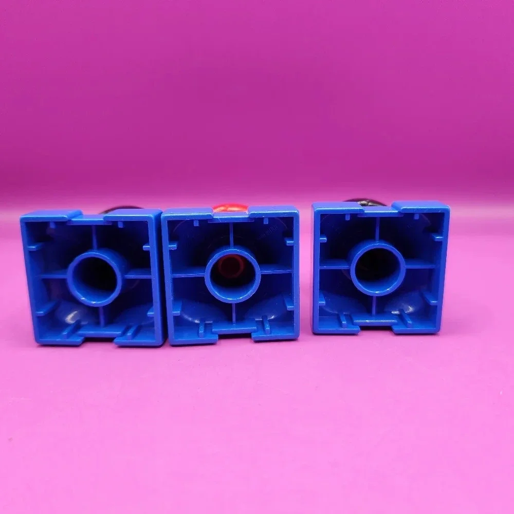3 Vintage 90s Lego Duplo People 2x2 Square Figures Blue Red Black Hair